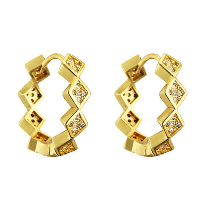 1 Pair Simple Style Classic Style Streetwear Geometric Round Heart Shape Plating Inlay Copper Zircon Gold Plated Earrings