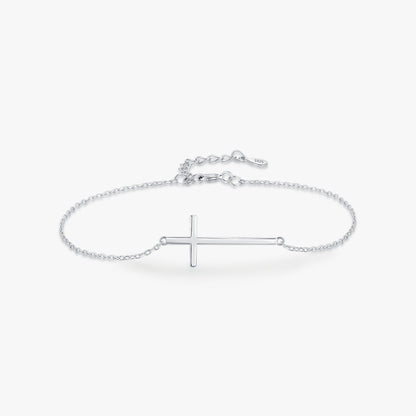 Simple Style Classic Style Cross Sterling Silver Plating Rhodium Plated Bracelets
