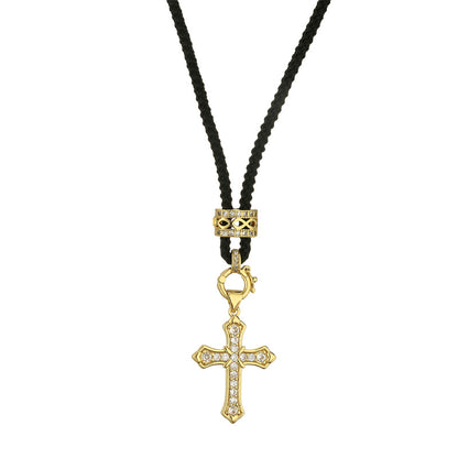 Casual Retro Cross Copper Plating Inlay Zircon Pendant Necklace