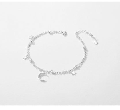 Ig Style Simple Style Classic Style Star Moon Sterling Silver Plating Rhodium Plated Bracelets