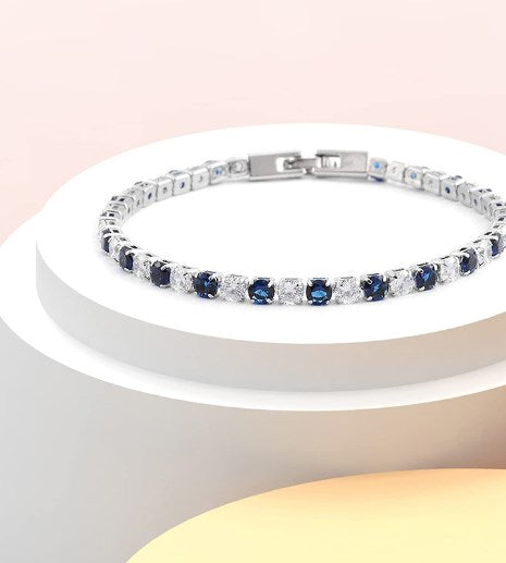 Simple Style Round Sterling Silver Inlay Zircon Tennis Bracelet