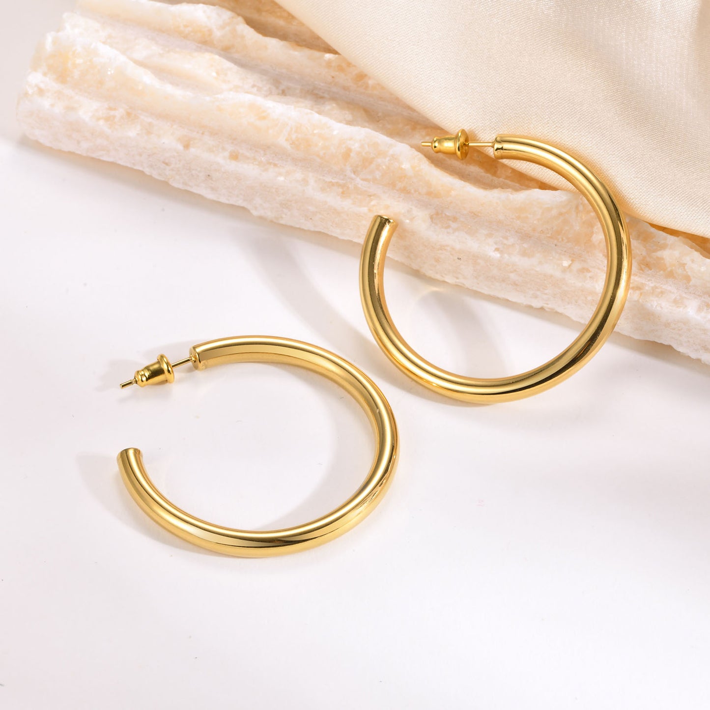 1 Pair Vintage Style Classic Style C Shape Plating Stainless Steel Gold Plated Ear Studs