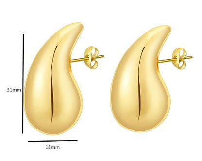 1 Pair Simple Style Solid Color Plating Stainless Steel 18k Gold Plated Ear Studs