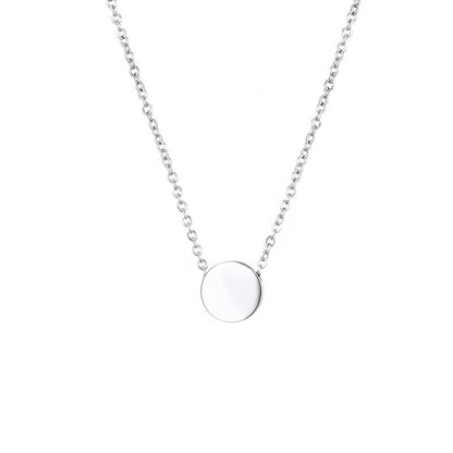 Simple Style Commute Round Stainless Steel Plating Pendant Necklace