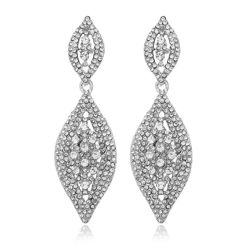 1 Pair Elegant Shiny Water Droplets Inlay Alloy Artificial Diamond Ear Clips