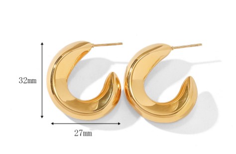 1 Pair Simple Style C Shape Plating Stainless Steel 18k Gold Plated Ear Studs