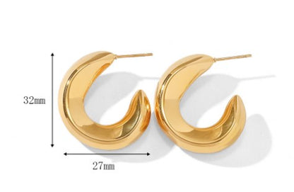 1 Pair Simple Style C Shape Plating Stainless Steel 18k Gold Plated Ear Studs