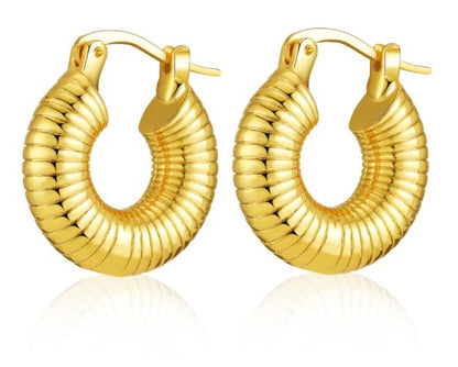 1 Pair Simple Style Round Plating Stainless Steel 18k Gold Plated Hoop Earrings