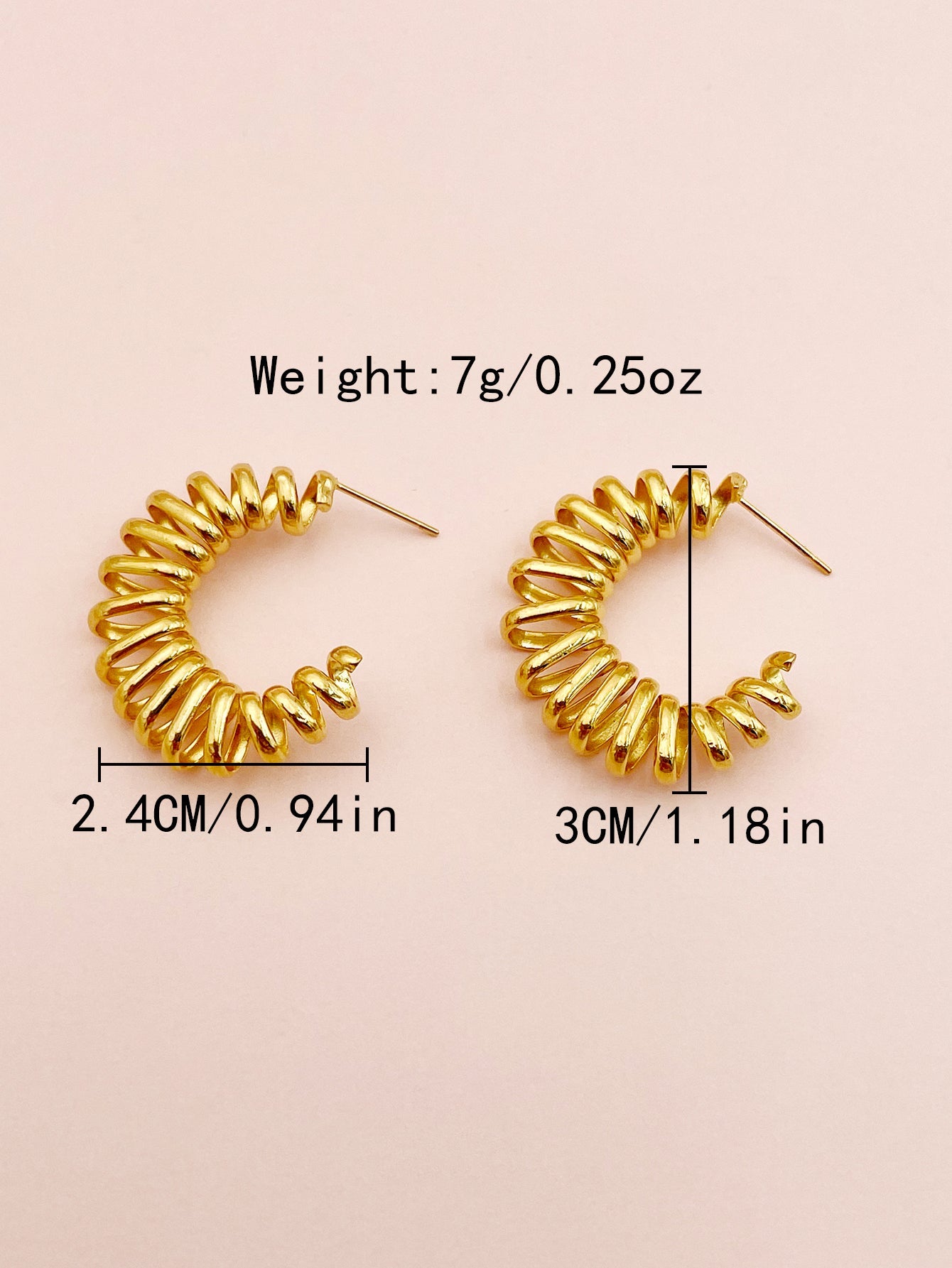 1 Pair Casual Simple Style Commute C Shape Geometric Polishing Plating Stainless Steel Gold Plated Ear Studs