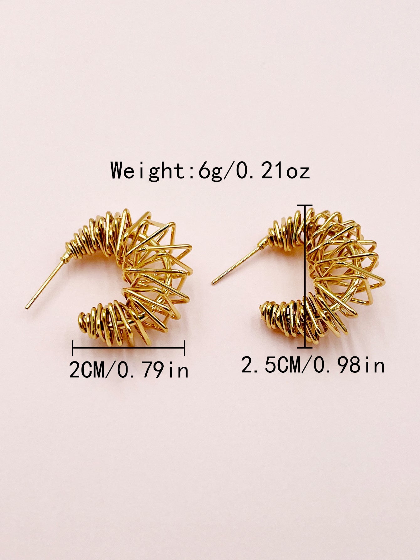 1 Pair Casual Simple Style Commute C Shape Geometric Polishing Plating Stainless Steel Gold Plated Ear Studs