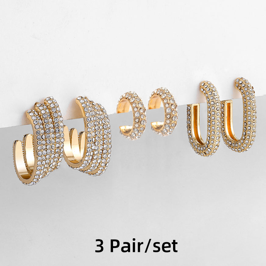 1 Pair Vintage Style Shiny Round Plating Inlay Alloy Rhinestones Earrings