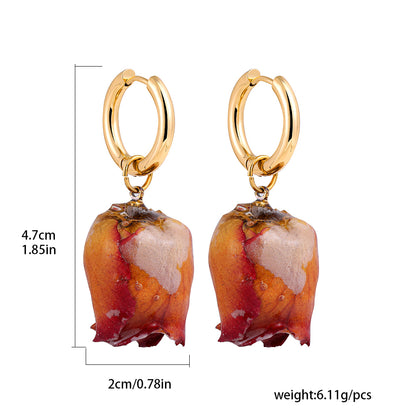 1 Pair Ig Style Casual Water Droplets Flower Plating Alloy Drop Earrings