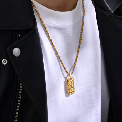 Hip-hop Retro Tires Stainless Steel Indentation Plating 18k Gold Plated Men's Pendant Necklace