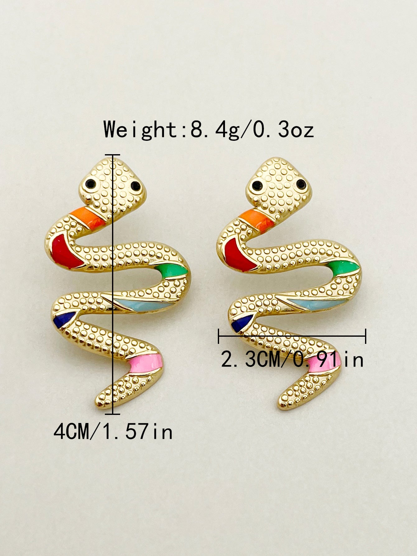 1 Pair Exaggerated Funny Snake Polishing Enamel Plating Stainless Steel Gold Plated Ear Studs