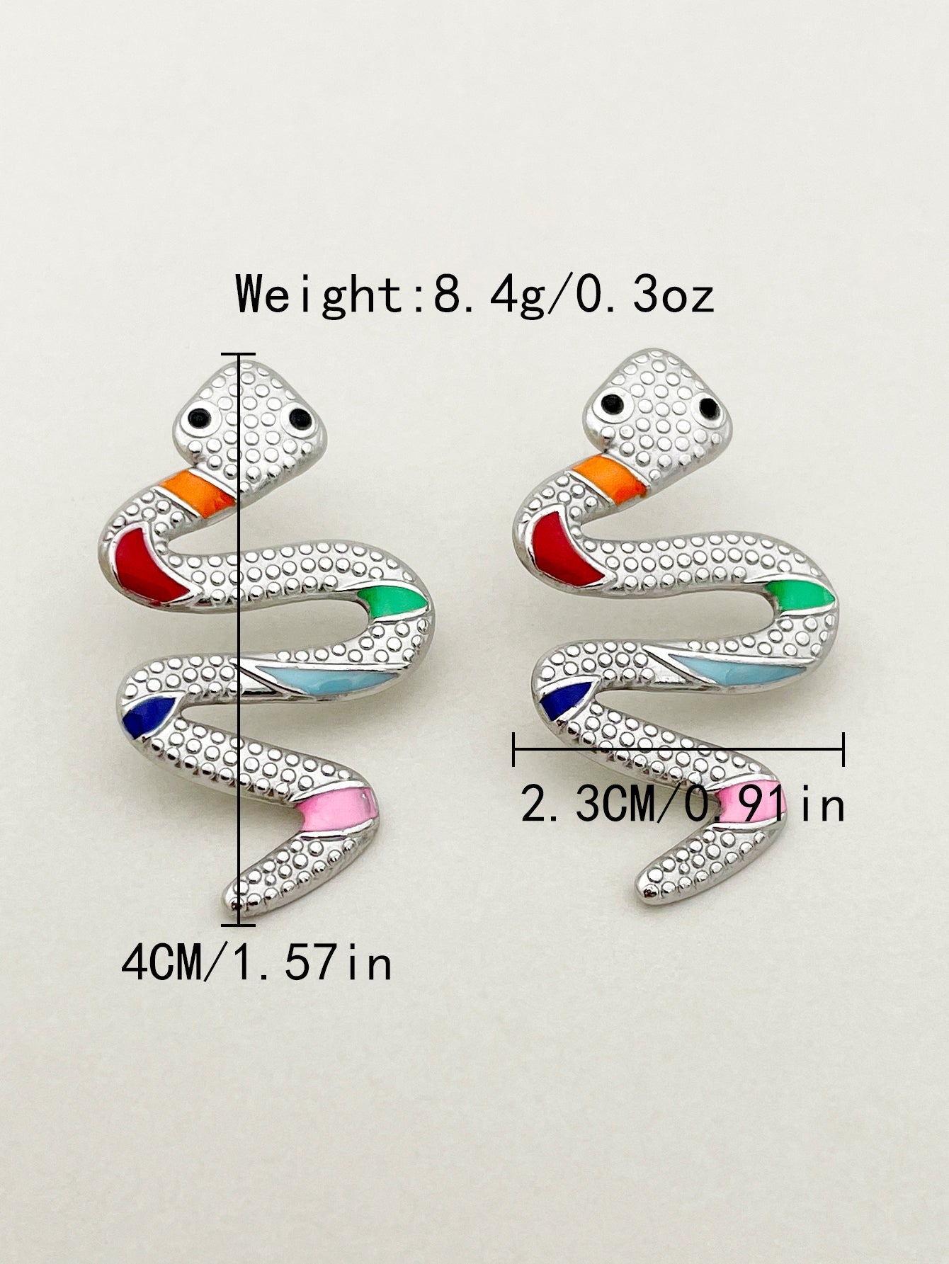 1 Pair Exaggerated Funny Snake Polishing Enamel Plating Stainless Steel Gold Plated Ear Studs