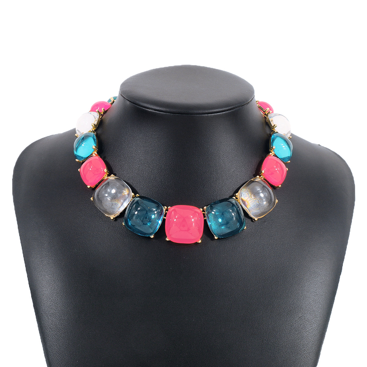 Elegant Vintage Style Square Alloy Inlay Rhinestones Women'S Necklace