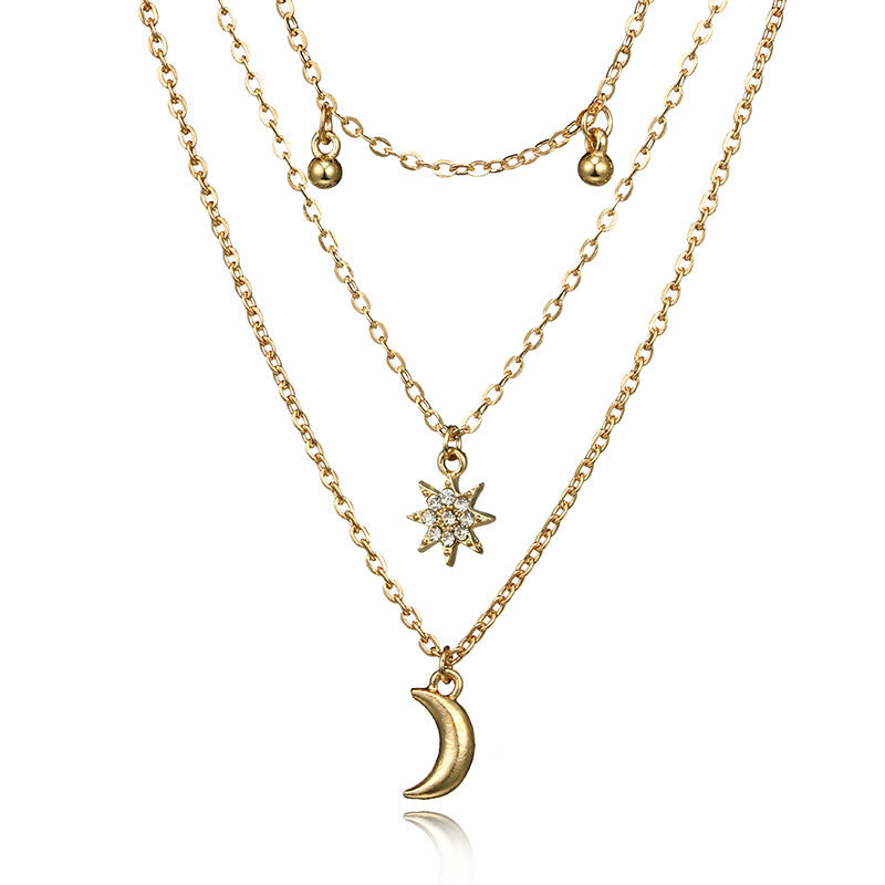 Elegant Lady Streetwear Star Moon Alloy Plating Inlay Zircon Women's Layered Necklaces