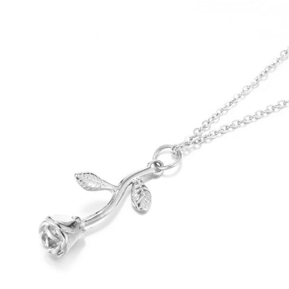 Elegant Lady Flower Titanium Steel Pendant Necklace