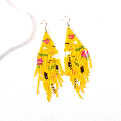 1 Pair Bohemian Geometric Beaded Glass Drop Earrings