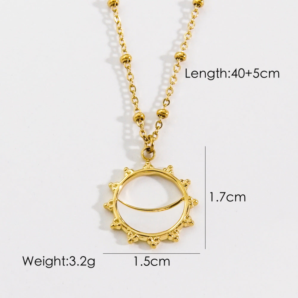 Simple Style Star Moon Oval Titanium Steel Plating Inlay Natural Stone Shell Zircon Gold Plated Pendant Necklace