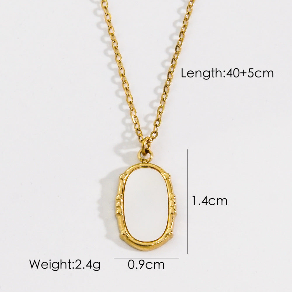 Simple Style Star Moon Oval Titanium Steel Plating Inlay Natural Stone Shell Zircon Gold Plated Pendant Necklace