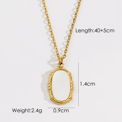 Simple Style Star Moon Oval Titanium Steel Plating Inlay Natural Stone Shell Zircon Gold Plated Pendant Necklace