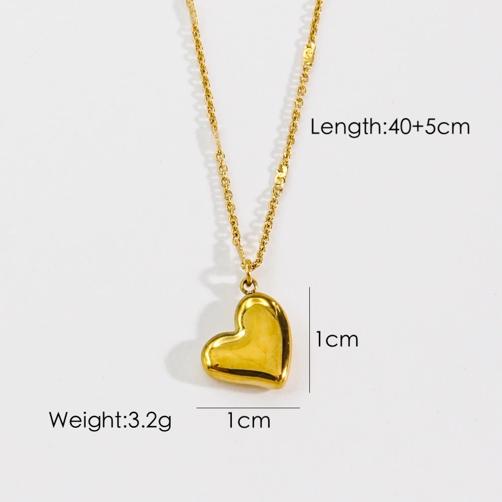 Retro Classic Style Round Star Heart Shape Titanium Steel Inlay Natural Stone Shell Zircon Pendant Necklace