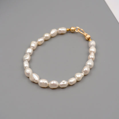 Elegant Geometric Freshwater Pearl Copper Beaded Bracelets Necklace