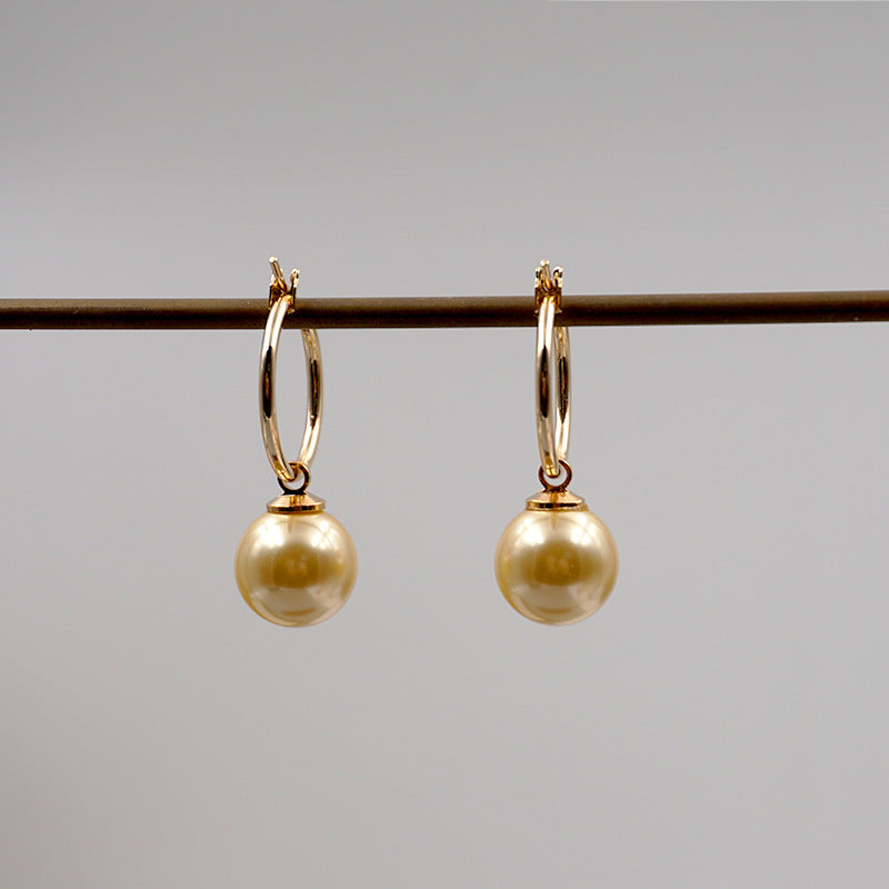 Elegant Simple Style Geometric Imitation Pearl Titanium Steel Copper Plating Earrings Necklace