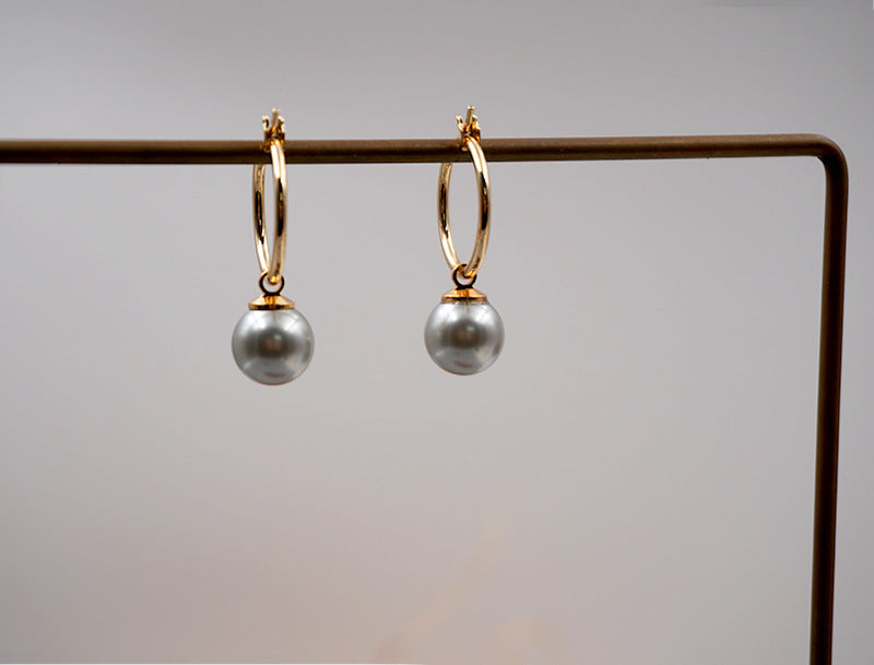 Elegant Simple Style Geometric Imitation Pearl Titanium Steel Copper Plating Earrings Necklace