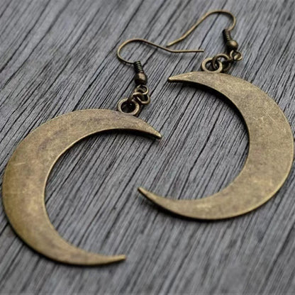 1 Pair Retro Moon Plating Metal Drop Earrings