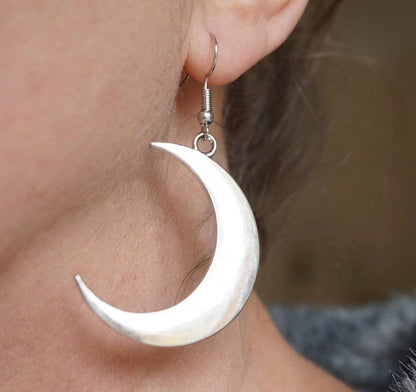 1 Pair Retro Moon Plating Metal Drop Earrings