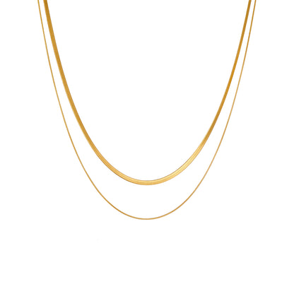 Casual Simple Style Solid Color Titanium Steel Plating Layered Necklaces