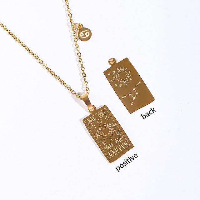 Modern Style Constellation Stainless Steel Titanium Steel Plating Pendant Necklace