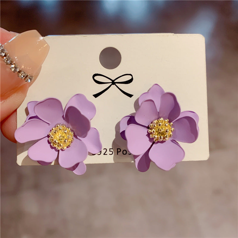 1 Pair Pastoral Flower Stoving Varnish Alloy Ear Studs