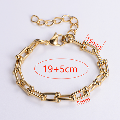 Retro Vacation Solid Color Stainless Steel Plating 18k Gold Plated Bracelets Necklace