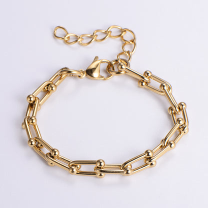 Retro Vacation Solid Color Stainless Steel Plating 18k Gold Plated Bracelets Necklace