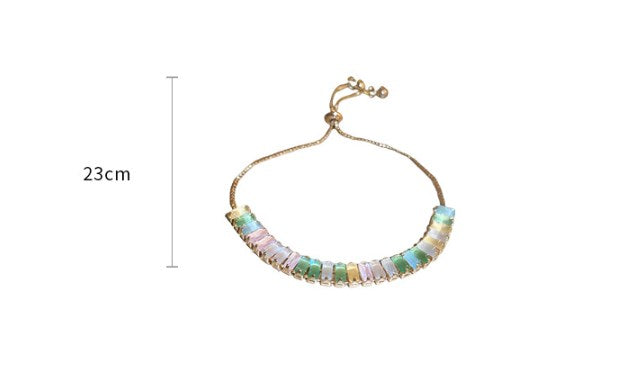 Sweet Colorful Rectangle Copper Inlay Zircon Bracelets