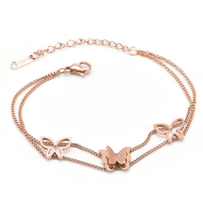 Simple Style Butterfly Titanium Steel Plating 18k Gold Plated Bracelets