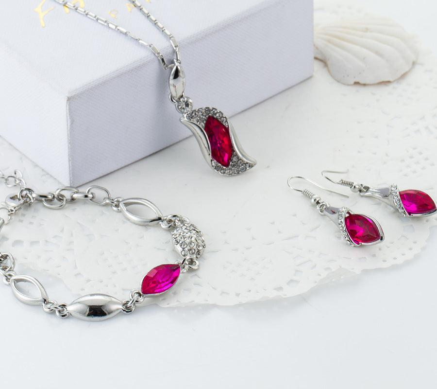 Elegant Geometric Alloy Inlay Rhinestones Women's Bracelets Earrings Necklace
