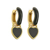 1 Pair Elegant Heart Shape Enamel Inlay Copper Artificial Diamond Drop Earrings