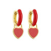 1 Pair Elegant Heart Shape Enamel Inlay Copper Artificial Diamond Drop Earrings