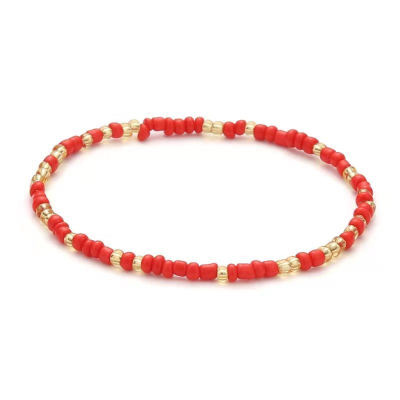 Bohemian Colorful Solid Color Seed Bead Beaded Women's Anklet