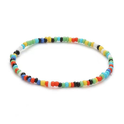 Bohemian Colorful Solid Color Seed Bead Beaded Women's Anklet