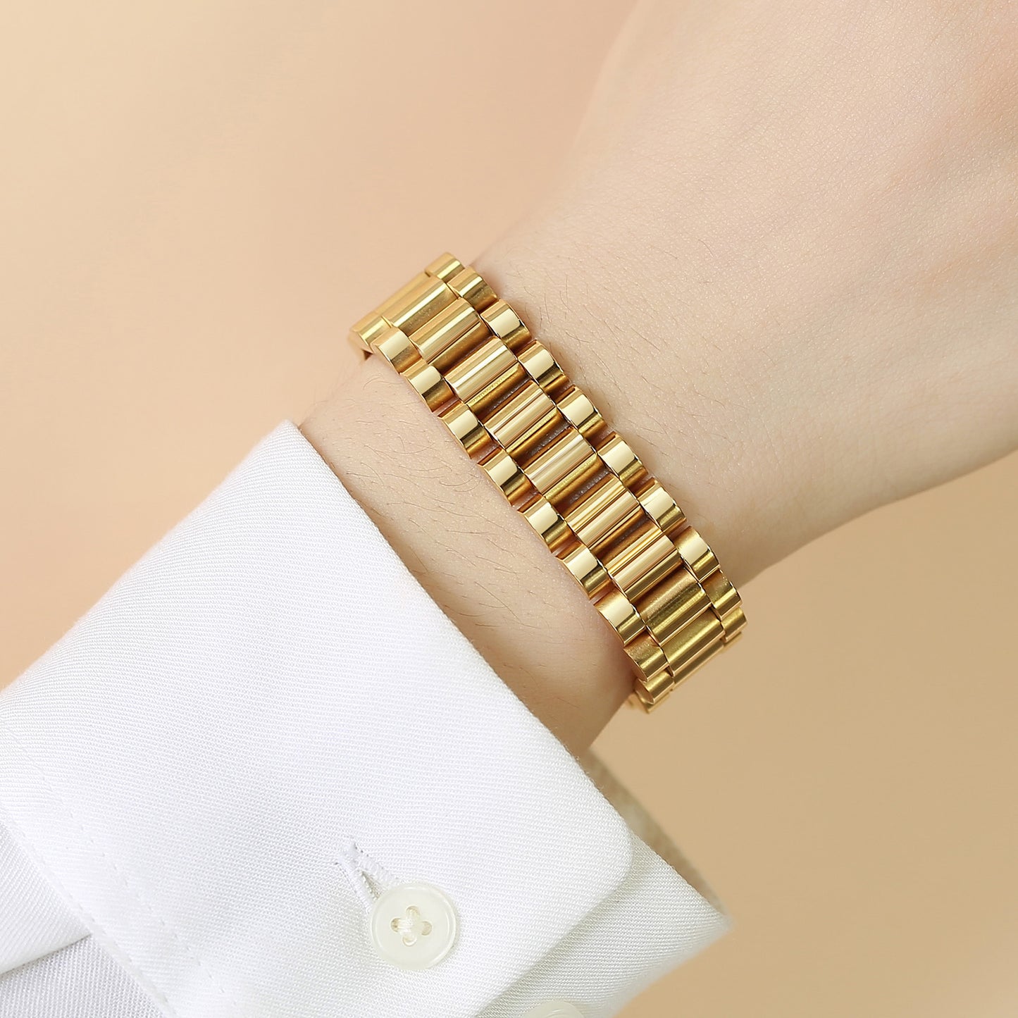 Ig Style Solid Color Stainless Steel Plating Inlay Zircon 18k Gold Plated Bracelets