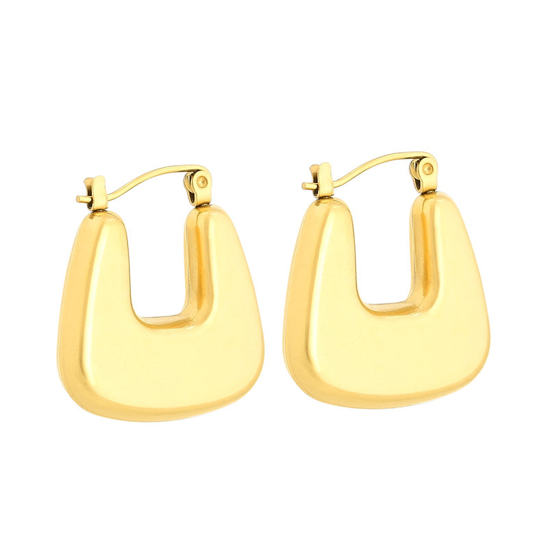 1 Pair Modern Style Simple Style Solid Color Plating Stainless Steel 18k Gold Plated Earrings