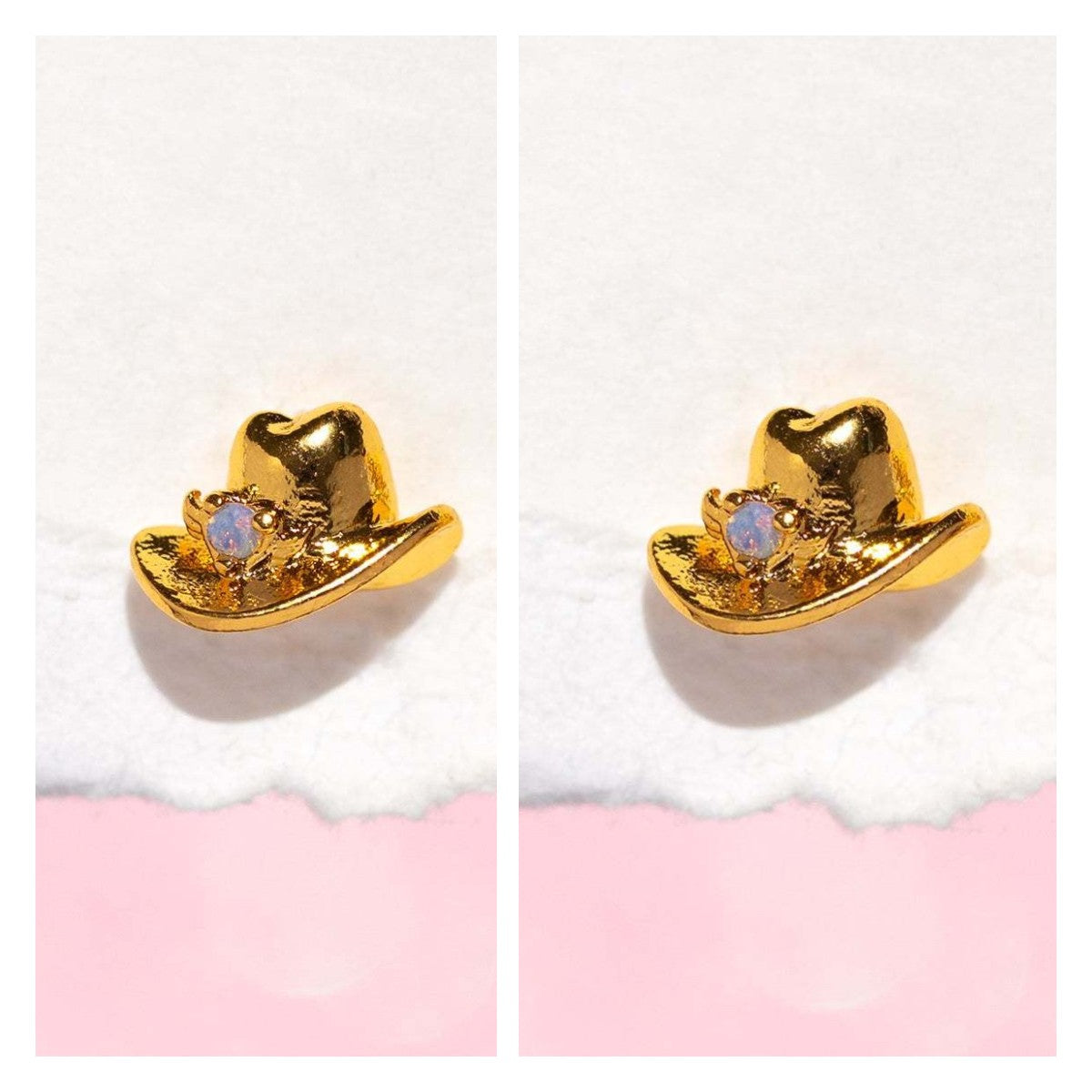 1 Pair Hip-hop Punk Hat Star Boots Plating Inlay Stainless Steel Zircon 18k Gold Plated Gold Plated Ear Studs