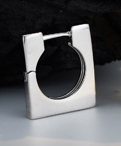 1 Piece Simple Style Square Plating Sterling Silver Hoop Earrings