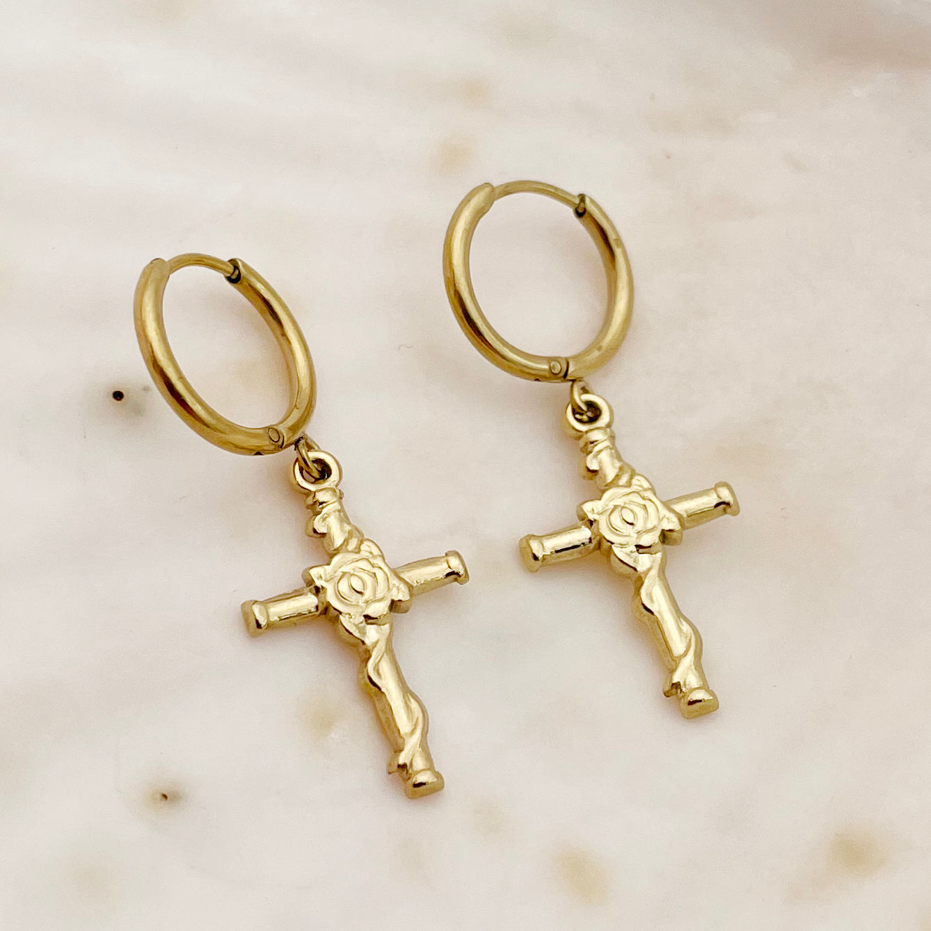 1 Pair Simple Style Animal Cross Airplane Plating Stainless Steel 14k Gold Plated Earrings