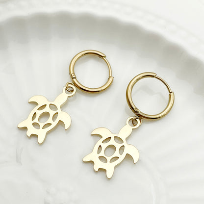 1 Pair Simple Style Animal Cross Airplane Plating Stainless Steel 14k Gold Plated Earrings